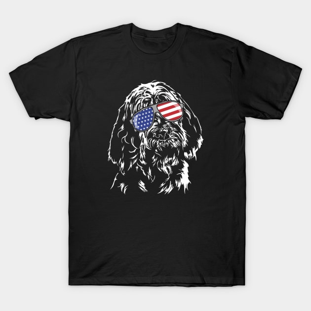 Proud Italian Spinone American Flag sunglasses dog T-Shirt by wilsigns